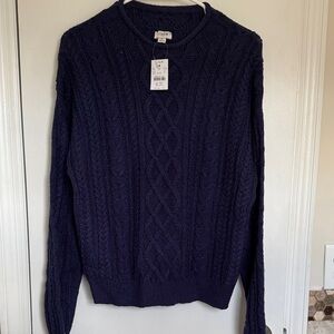 J. Crew Women's Navy/Deep Purple Cable Knit Sweater